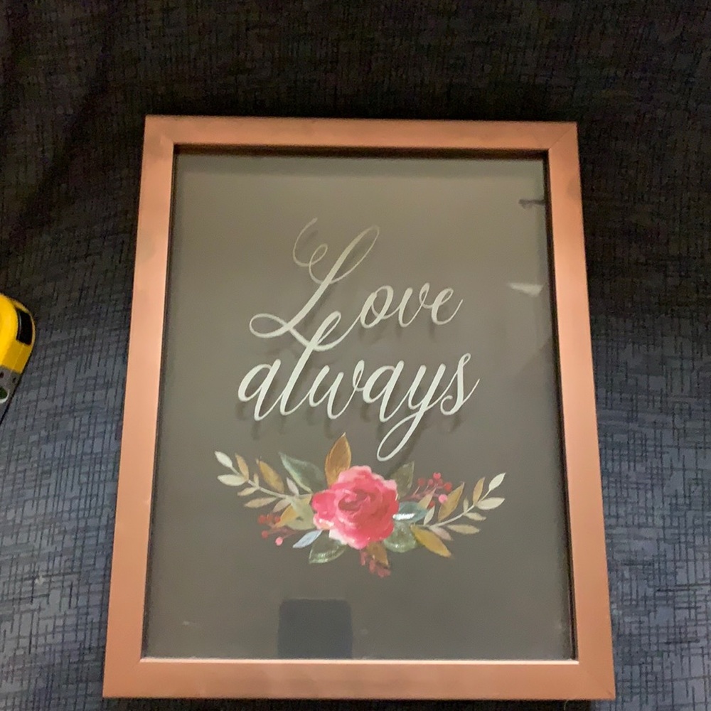 Glass Shadowbox Love Always floral sign